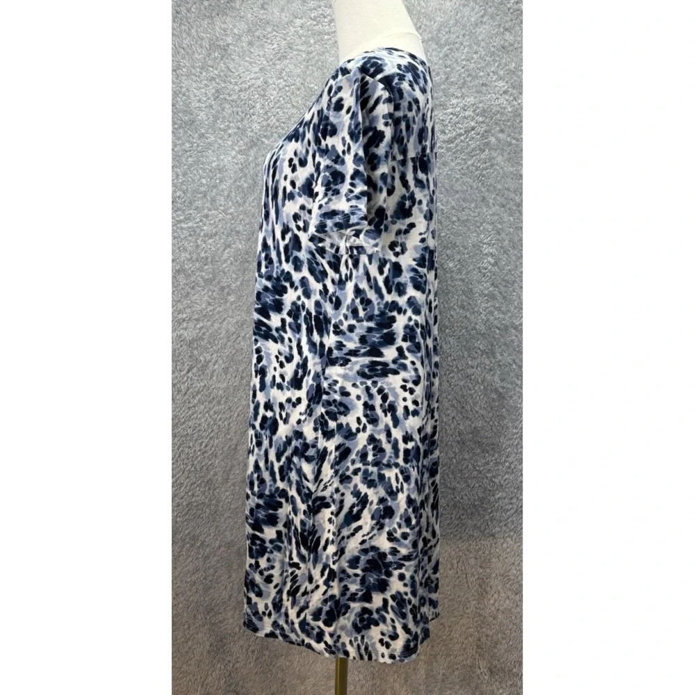Soma Cool Nights Womens M Sleep Dress Blue Animal Print Short Sleeve Lounge